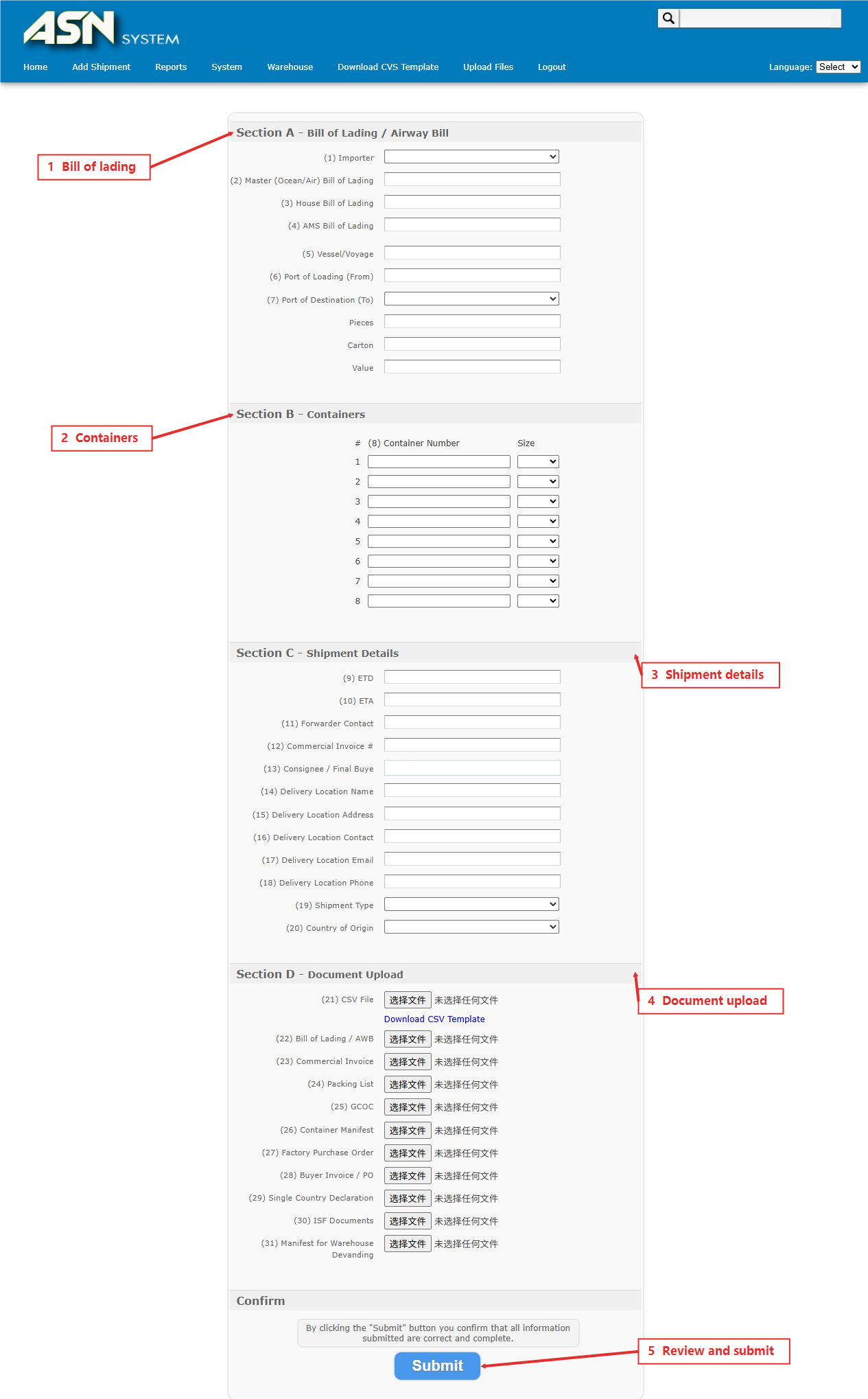 Create ASN Shipment - English