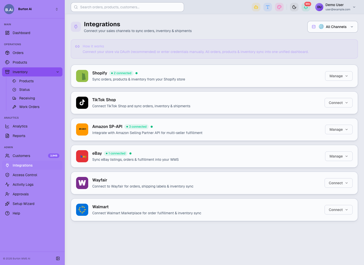 3PL channel integrations