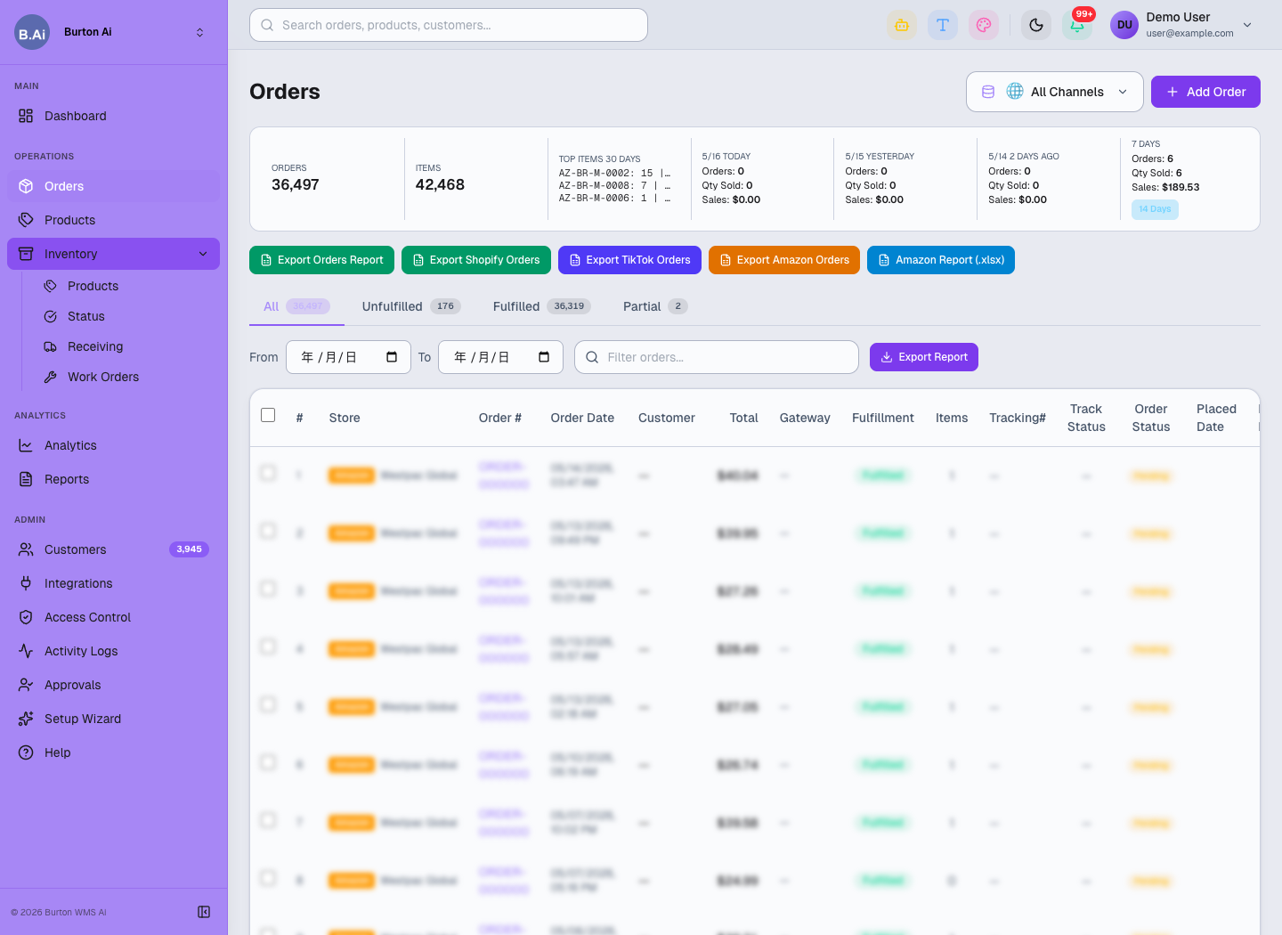 3PL orders workspace