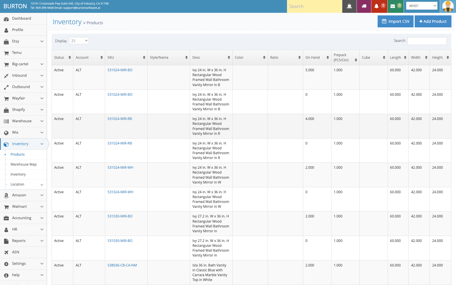 Inventory products