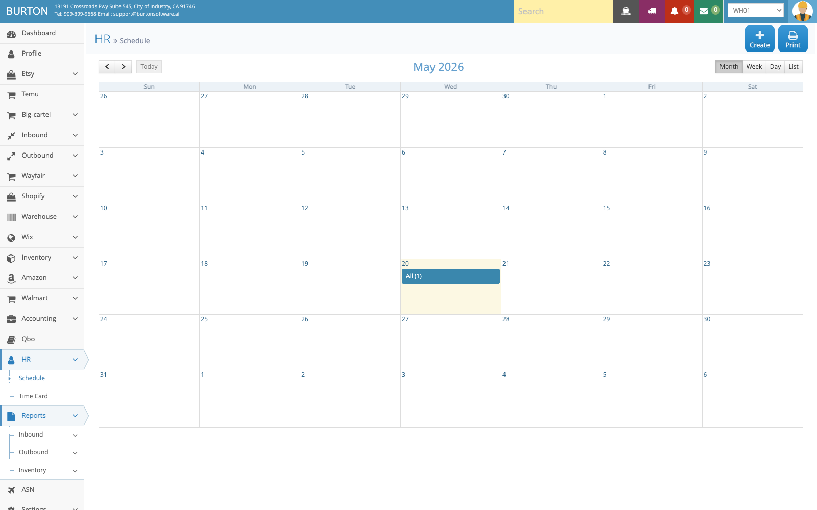 HR Schedule employee calendar